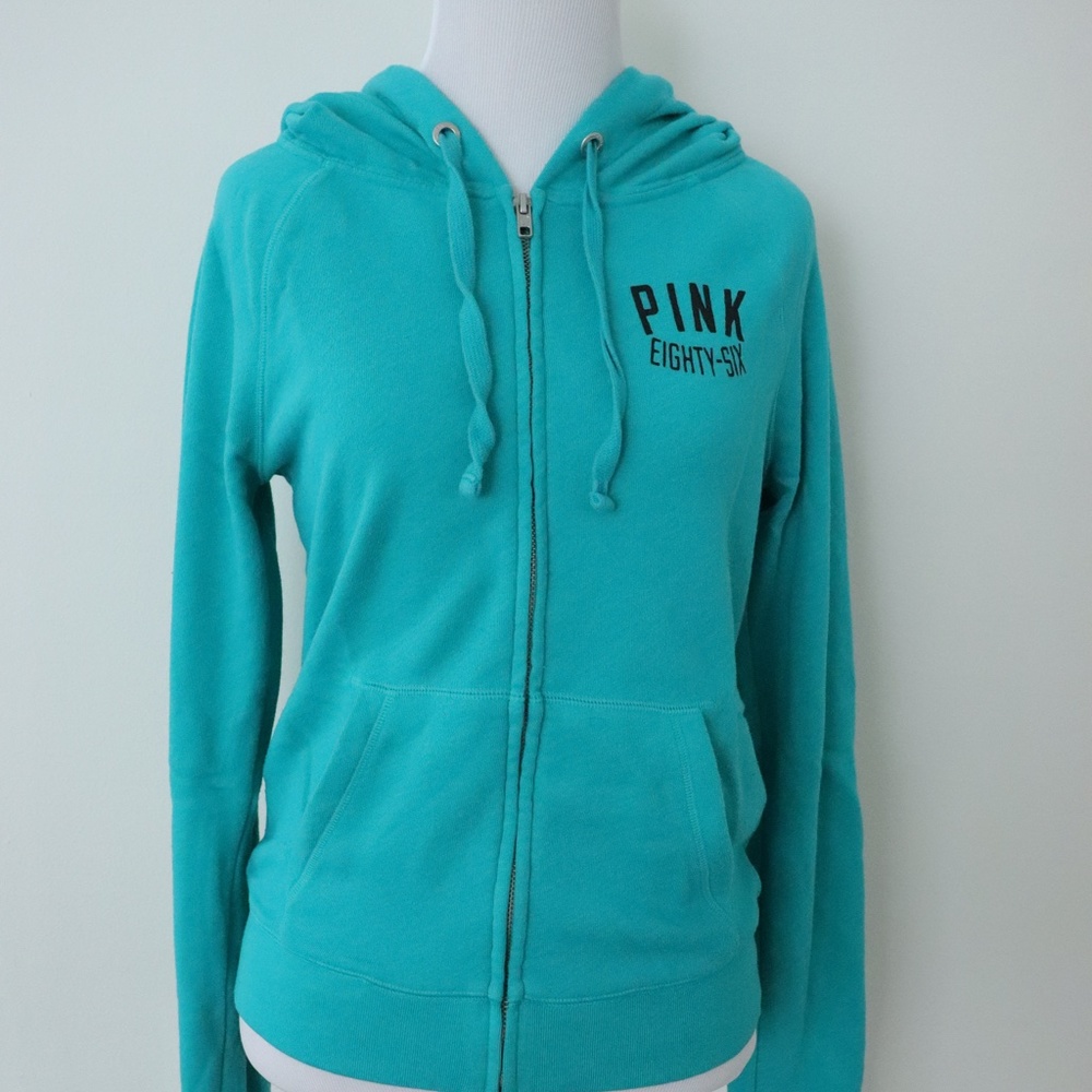 PINK Victoria's Secret Turquoise Zip-up Hoodie